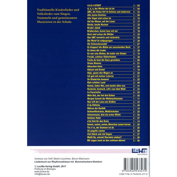 LeuWa-Verlag  Liederbuch zur Rhythmusklasse