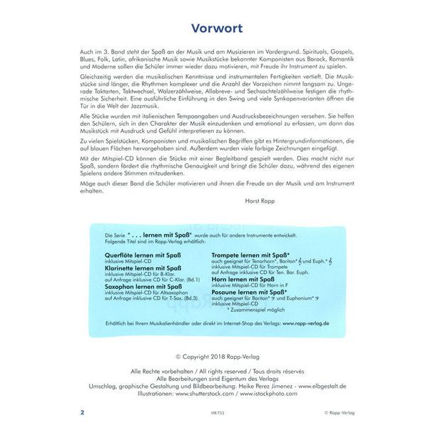 Horst Rapp Verlag Trompete Lernen mit Spa 3