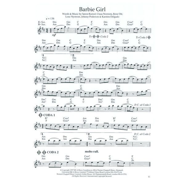 Wise Publications 100 Pop Solos for Saxophone