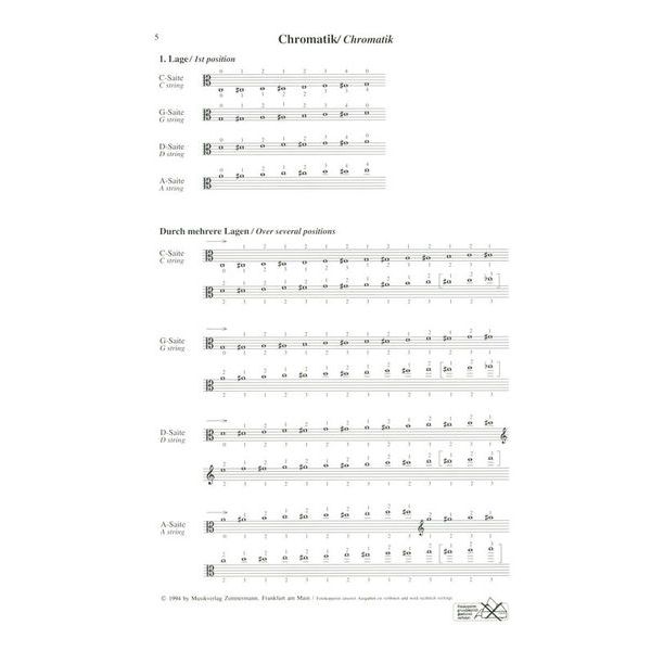 Zimmermann Verlag Grifftabelle Viola