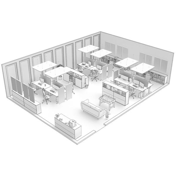 t.akustik Office Set Open Plan 12 WH