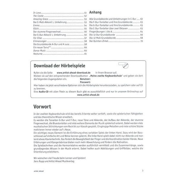 Artist Ahead Musikverlag Meine zweite Keyboardschule