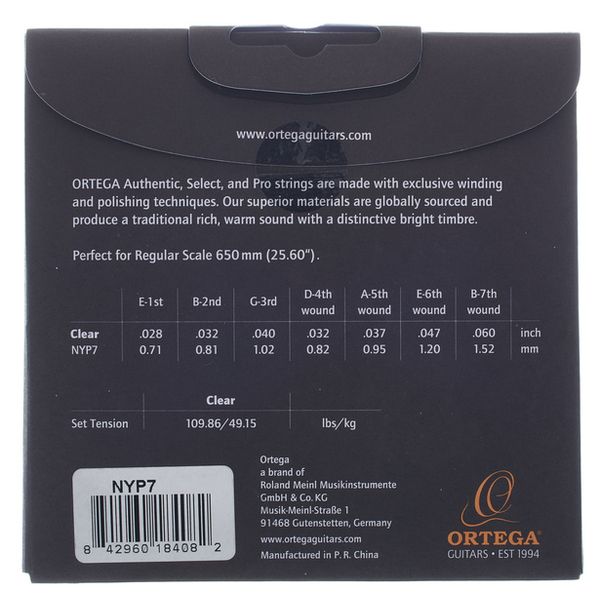 Ortega NYP7 Classical Guitar 7Str Set