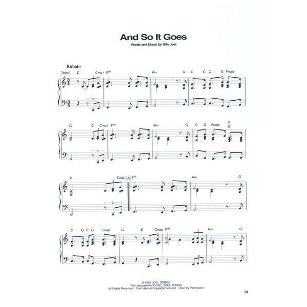 Hal Leonard Billy Joel Best Of Piano Solos