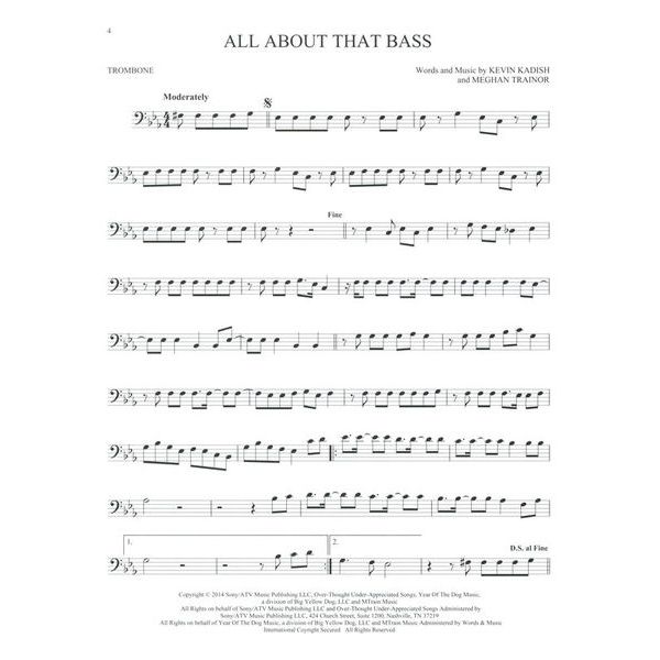 Hal Leonard 101 Hit Songs For Trombone