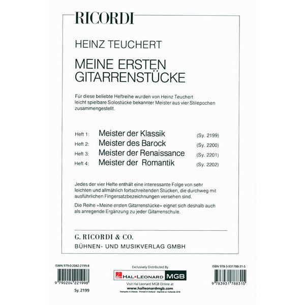 Ricordi Meine ersten Gitarrenstücke 1