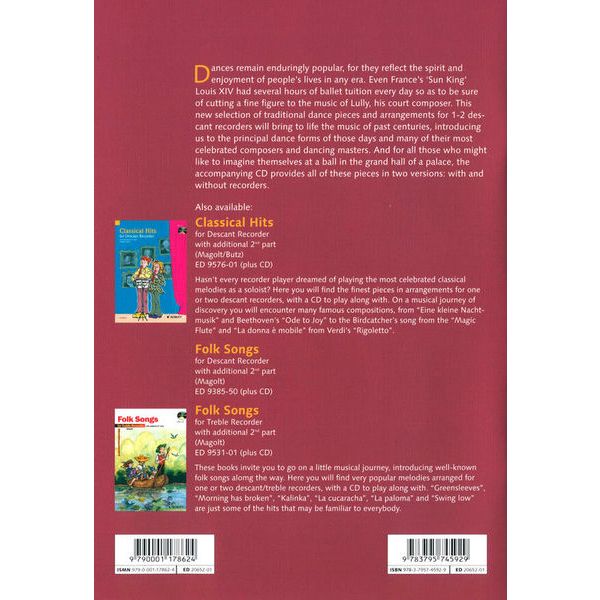 Schott Baroque Dances Recorder