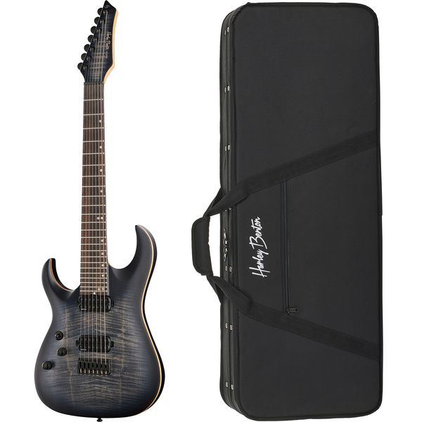 Harley Benton Amarok 7 LH BKNT Flame w/Case