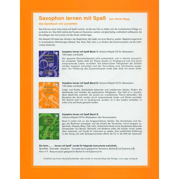 Horst Rapp Verlag Saxophon Lernen mit Spa 2