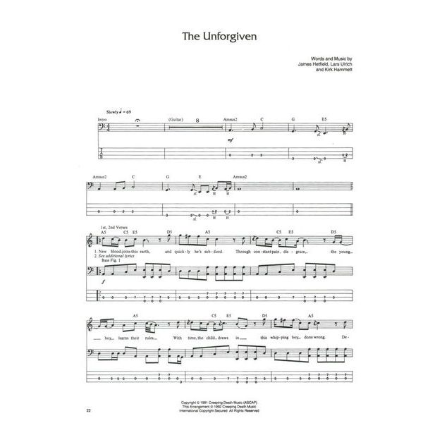 Cherry Lane Music Company Metallica Black Album Bass