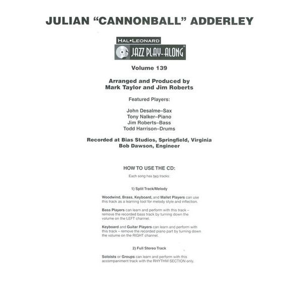 Hal Leonard Jazz Play-Along Cannonball