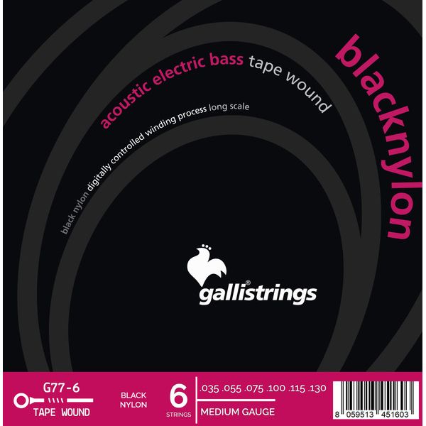 Galli Strings G77-6 Black Nylon Bass Strings