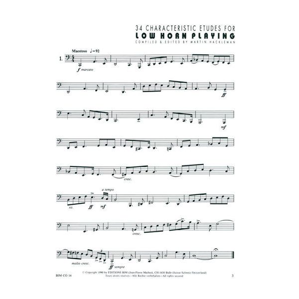 Editions Bim 34 Characteristic Etudes Low