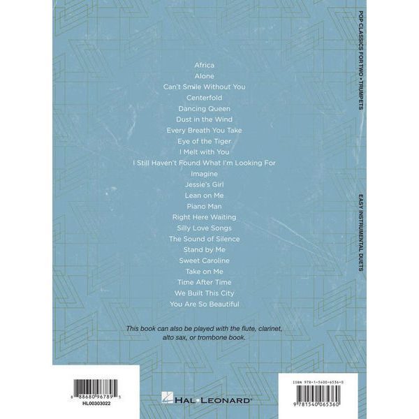 Hal Leonard Pop Classics For Two Trumpets