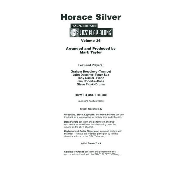 Hal Leonard Jazz Play-Along Horace Silver