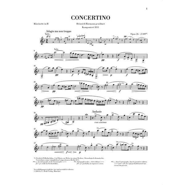 Henle Verlag Weber Concertino op.26