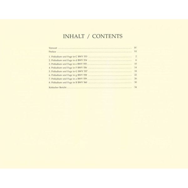 Brenreiter Bach Acht Prludien und Fugen