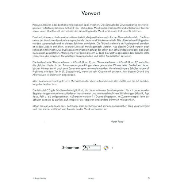 Horst Rapp Verlag Posaune lernen mit Spa 2