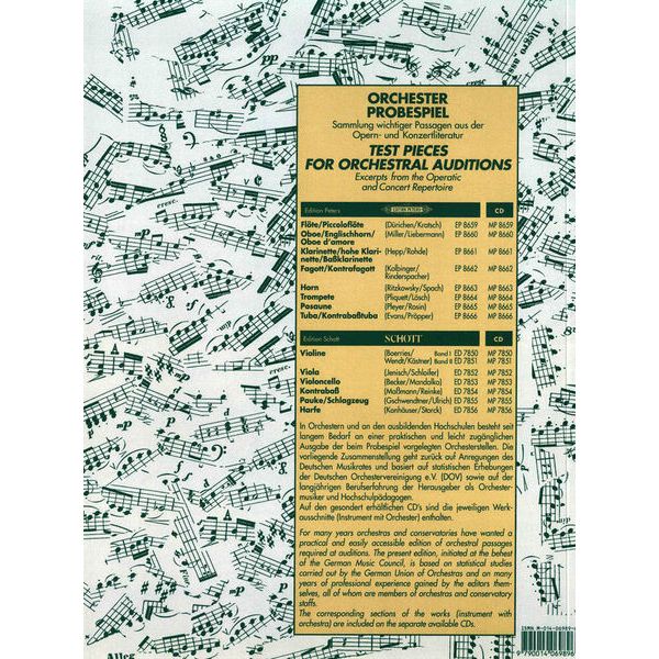 Edition Peters Orchester Probe Klarinette