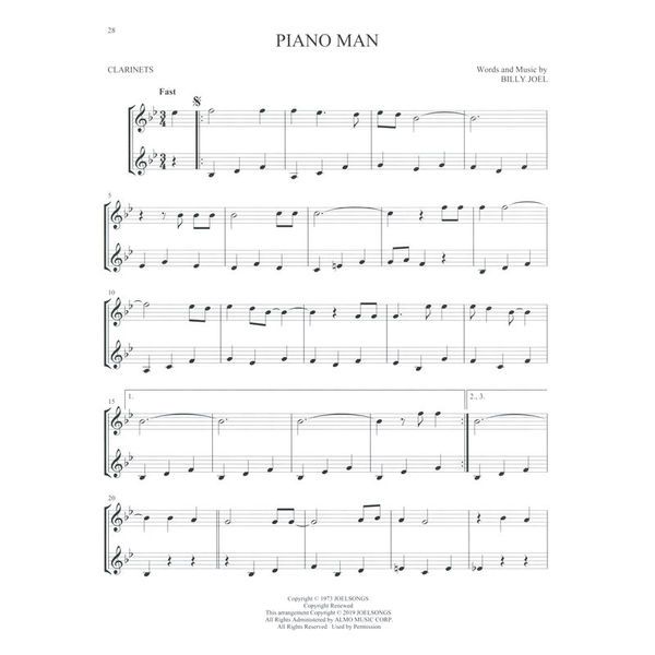 Hal Leonard Pop Classics For Two Clarinets