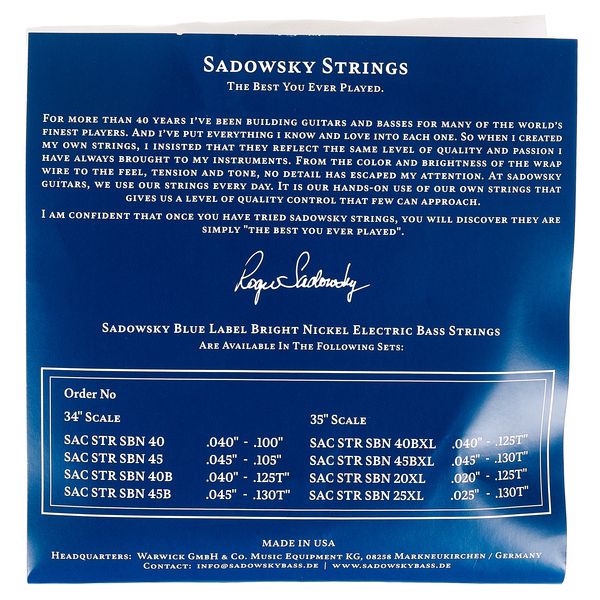 Sadowsky Blue Label SBN40B