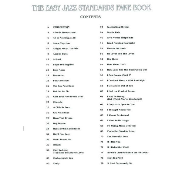 Hal Leonard Easy Jazz Standards Fake Book