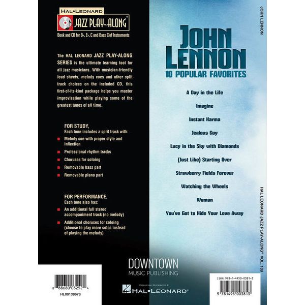 Hal Leonard Jazz Play-Along John Lennon