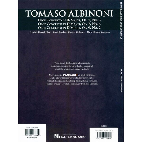 Music Minus One Albinoni Oboe Concertos