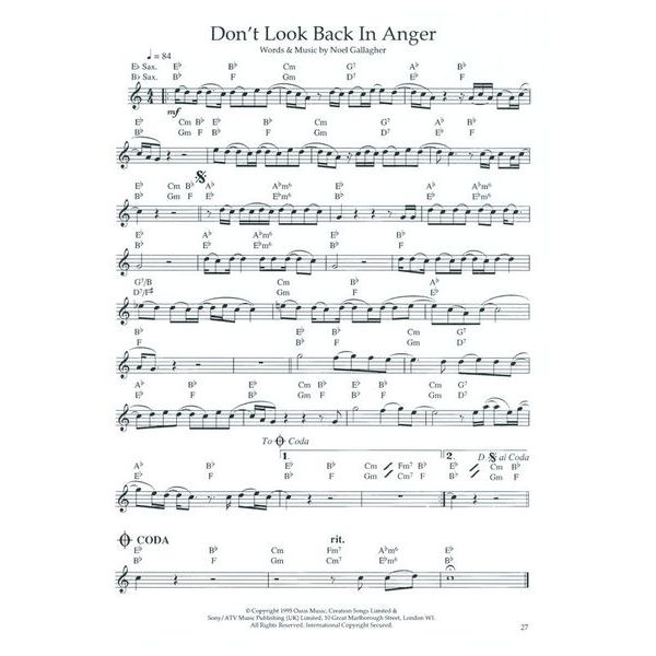 Wise Publications 100 Pop Solos for Saxophone