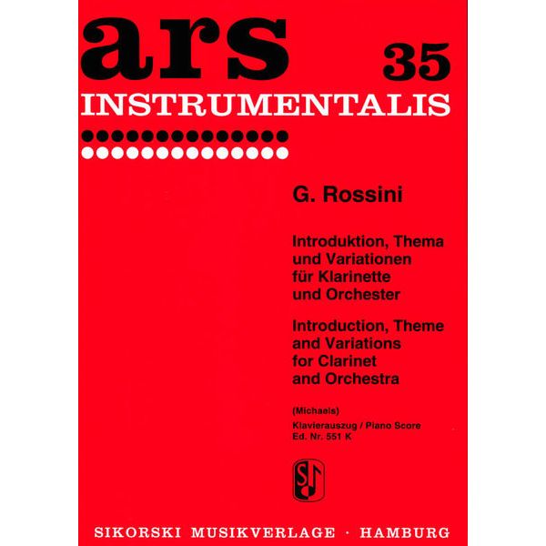 Sikorski Musikverlage Rossini Introduction Clarinet