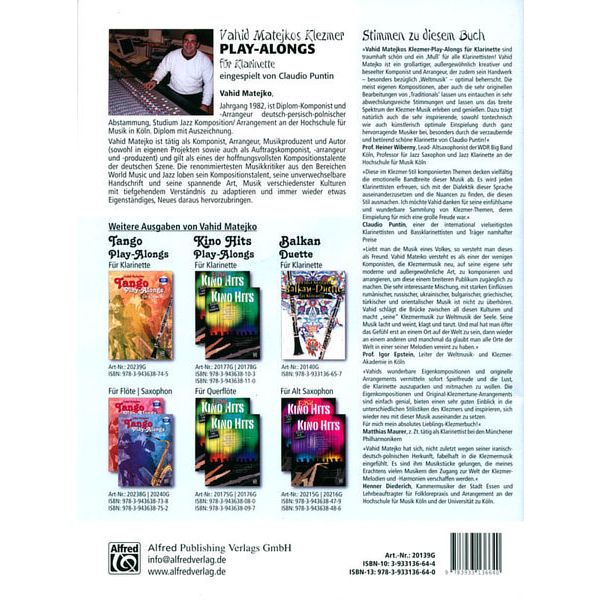 Alfred Music Publishing Klezmer Play-Alongs Clarinet