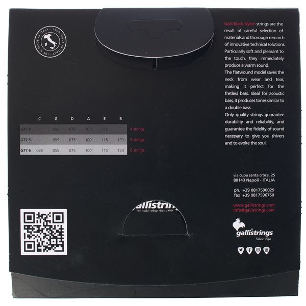 Galli Strings G77-5 Black Nylon Bass Strings