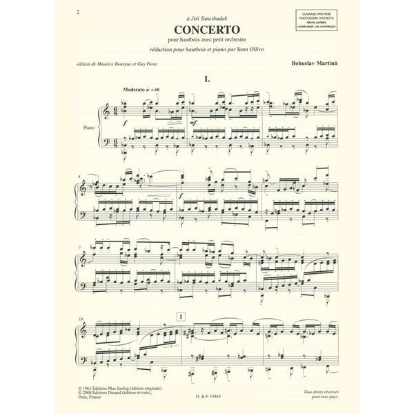 Editions Max Eschig Martinu Oboenkonzert