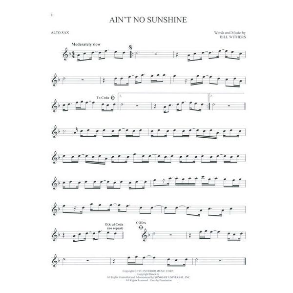 Hal Leonard 101 Popular Songs Alto Sax