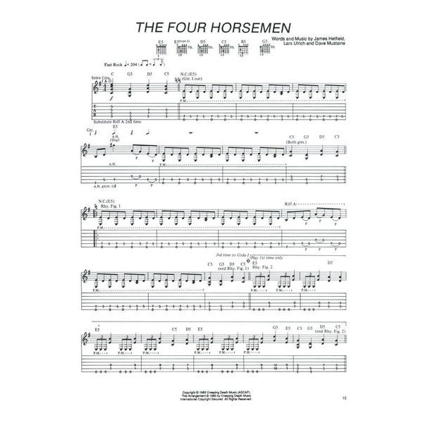 Cherry Lane Music Company Metallica Kill 'Em All