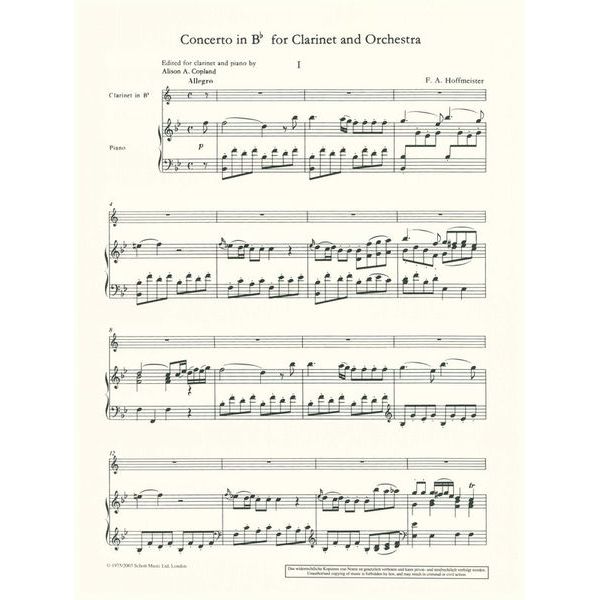 Schott Hoffmeister Klarinettenkonzert