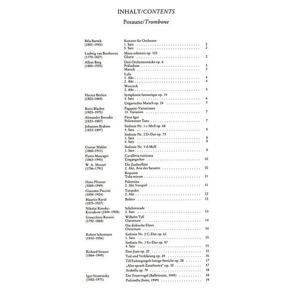 Edition Peters Orchester Probespiel Posaune