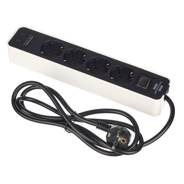 Brennenstuhl Ecolor 4-Way 1,5m USB sw/wh