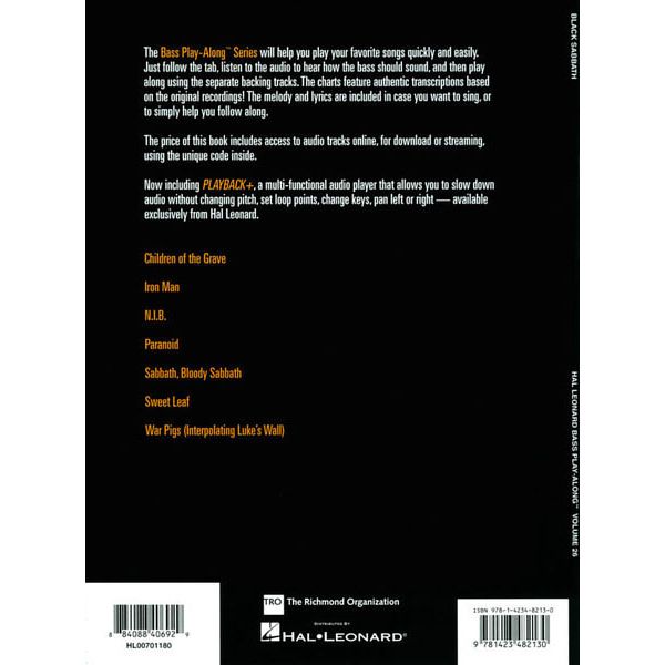 Hal Leonard Bass Play-Along Black Sabbath