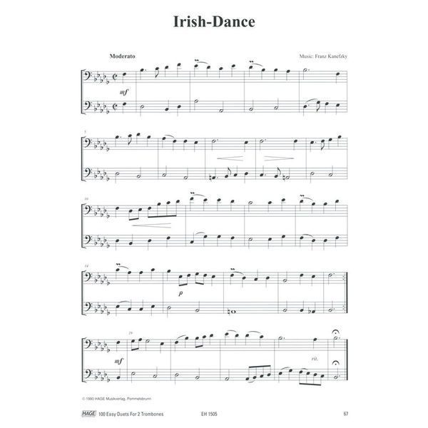 Hage Musikverlag 100 Leichte Duette Posaune