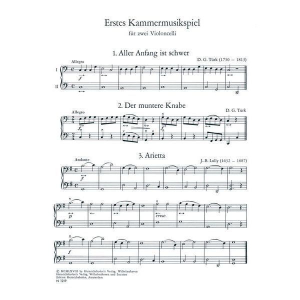 Heinrichshofen Verlag Erstes Kammermusikspiel Cello