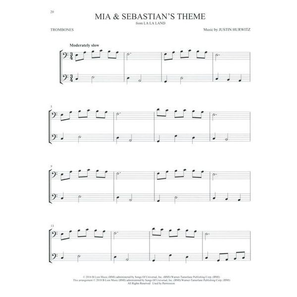 Hal Leonard Movie Songs For Two Trombones