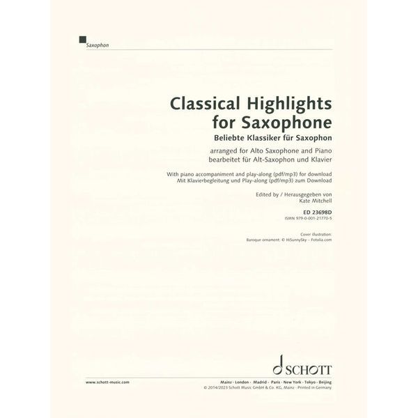 Schott Classical Highlights A-Sax