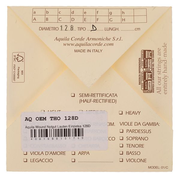 Aquila 128D Wound Nylgut Lute String