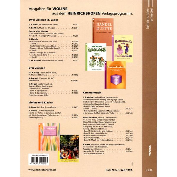 Heinrichshofen Verlag Bach Duette Violin