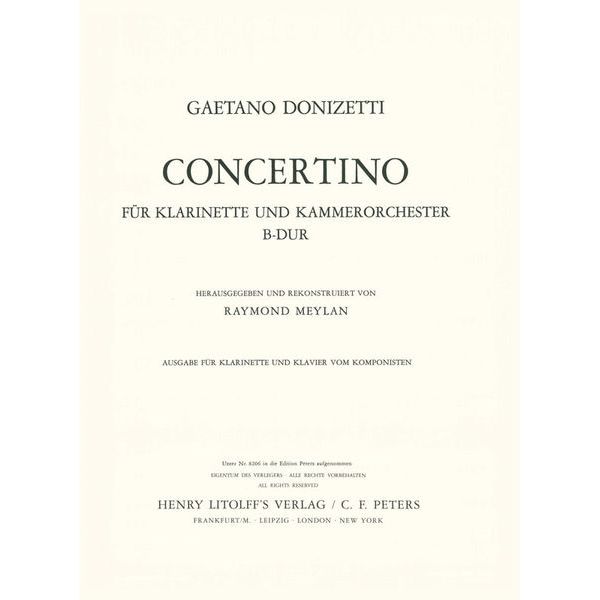 Edition Peters Donizetti Concertino B-Dur