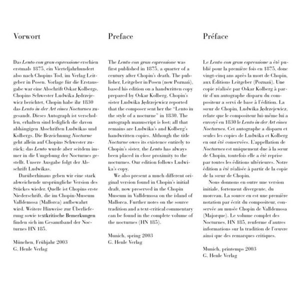 Henle Verlag Chopin Nocturne cis-moll