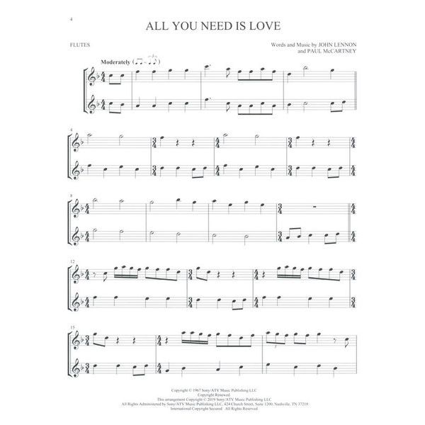 Hal Leonard The Beatles For Two Flutes