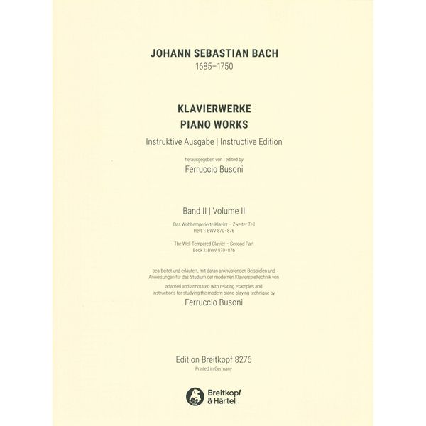 Breitkopf & Hrtel Bach/Busoni Wohltemperiert 1/1