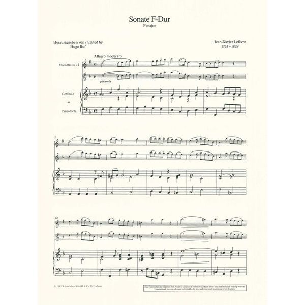 Schott Lefèvre 2 Sonaten